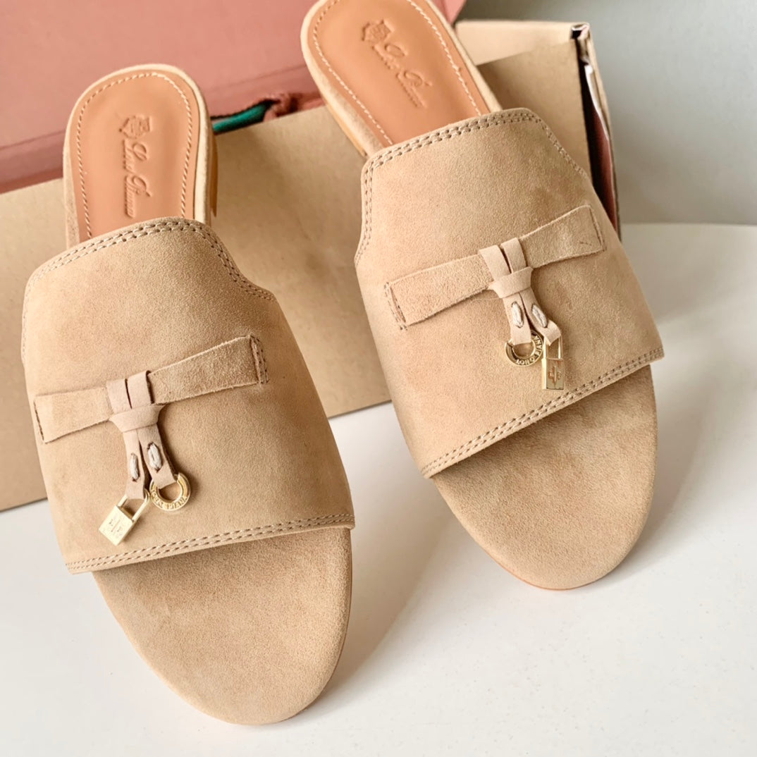 Summer Charms Sandals in Beige Suede - 35