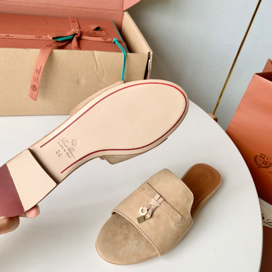Summer Charms Sandals in Beige Suede - 35