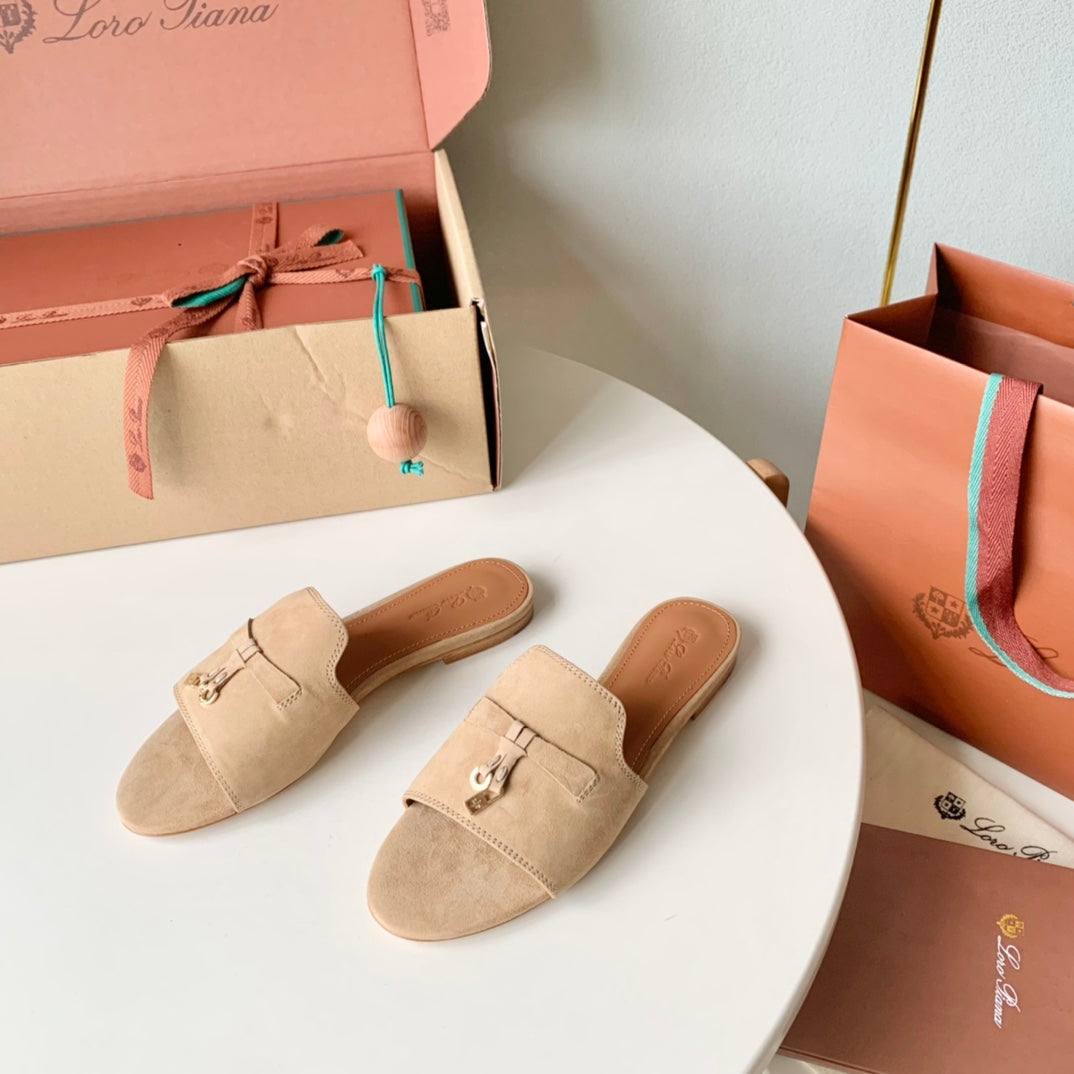 Summer Charms Sandals in Beige Suede - 35