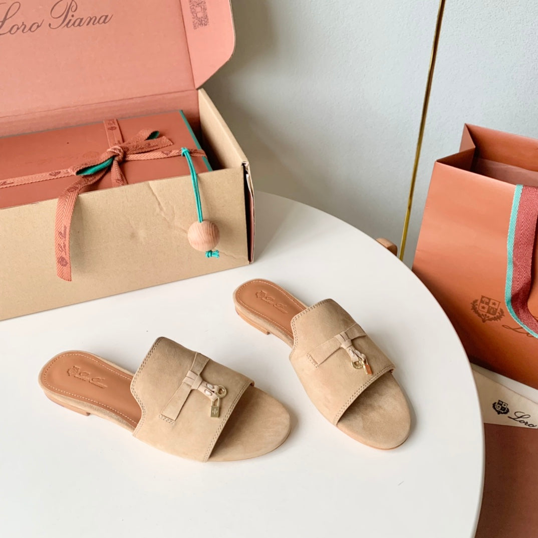 Summer Charms Sandals in Beige Suede - 35