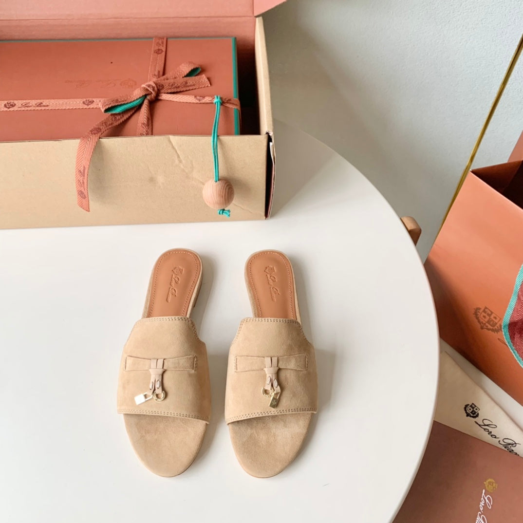 Summer Charms Sandals in Beige Suede - 35