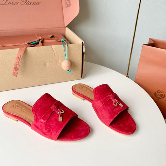 Summer Charms Sandals in Red Suede - 35