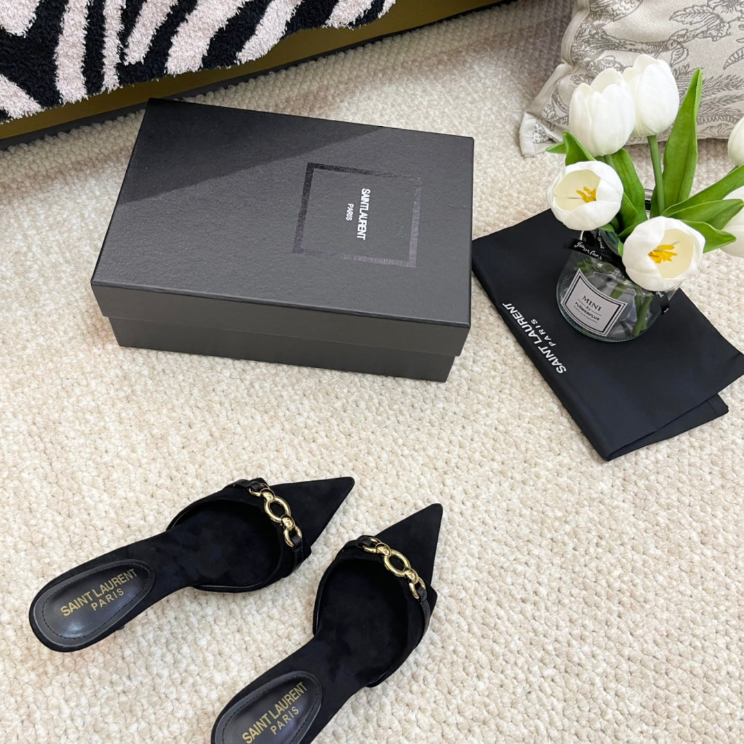 SL LINK MULES PUMP BLACK VELVET - 35