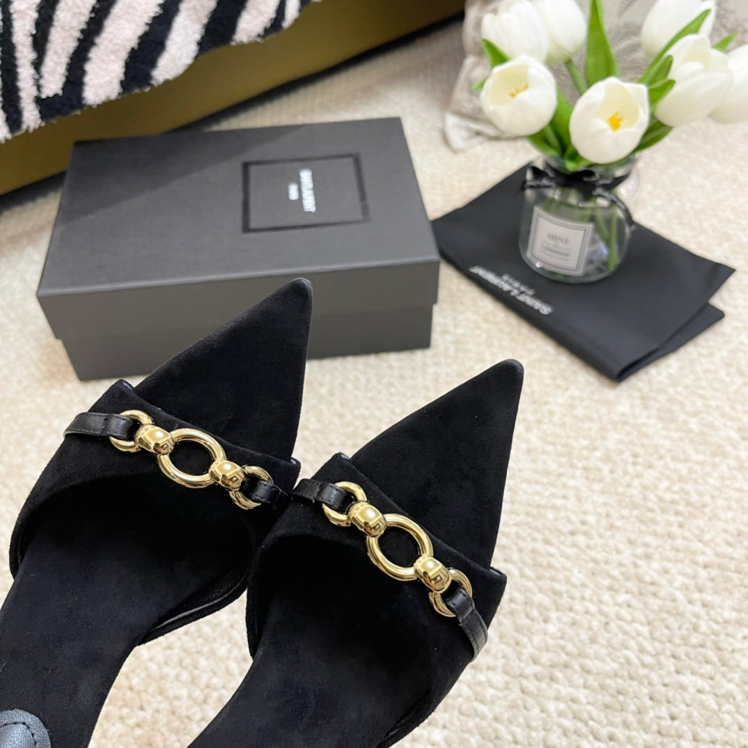 SL LINK MULES PUMP BLACK VELVET - 35