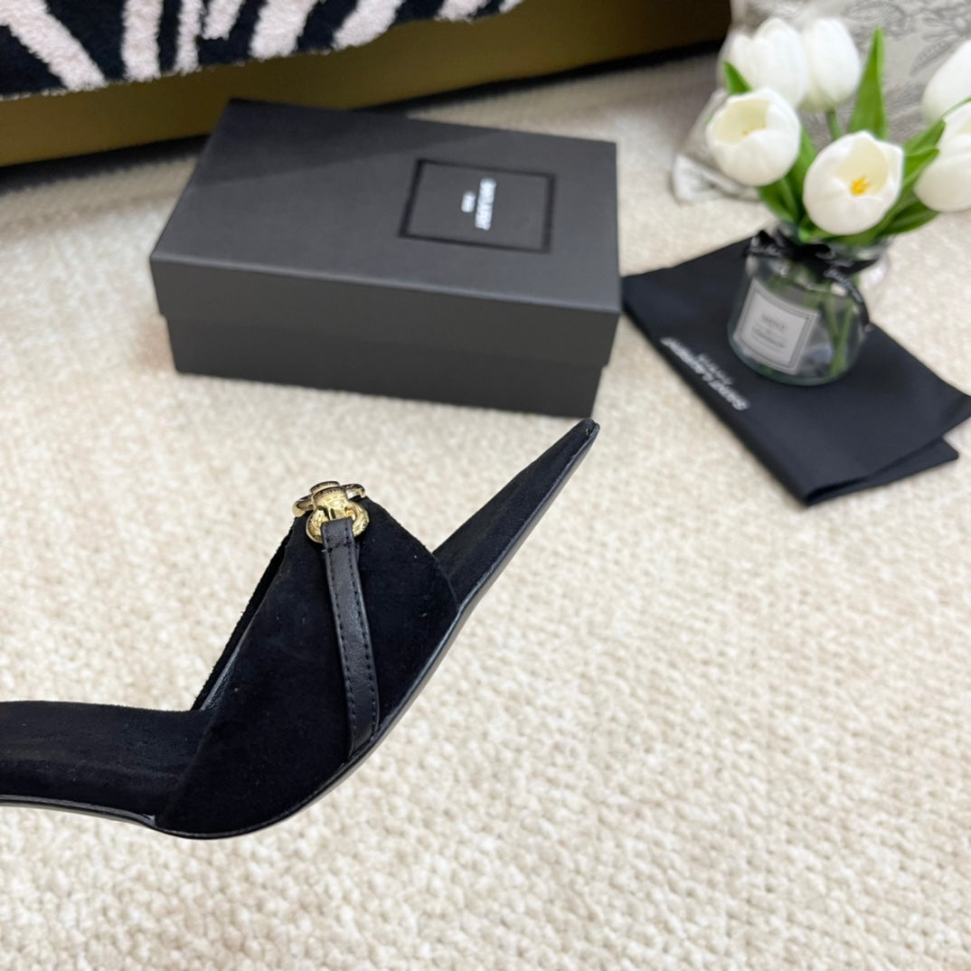SL LINK MULES PUMP BLACK VELVET - 35