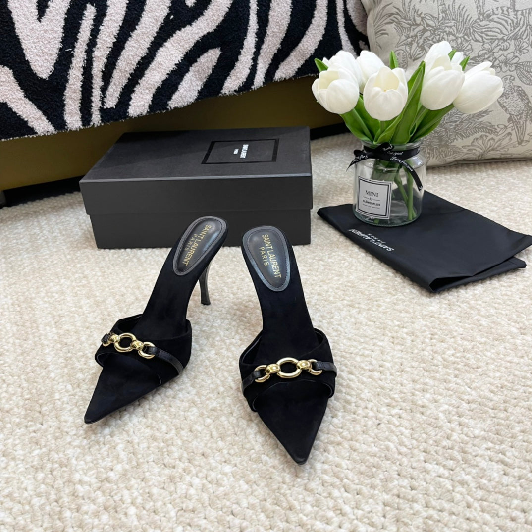 SL LINK MULES PUMP BLACK VELVET - 35