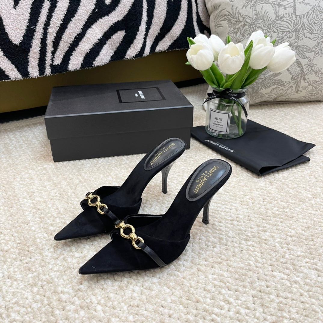 SL LINK MULES PUMP BLACK VELVET - 35