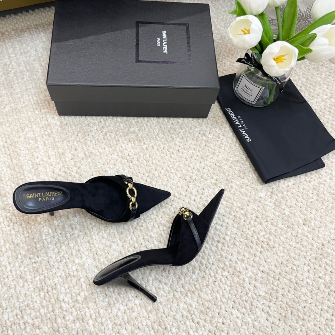 SL LINK MULES PUMP BLACK VELVET - 35