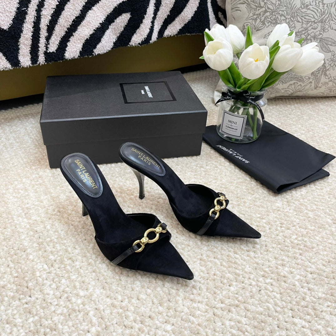 SL LINK MULES PUMP BLACK VELVET - 35