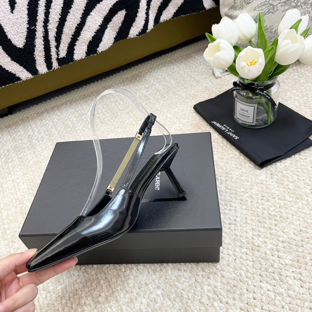 SL BLAKE SLINGBACK PUMPS BLACK CALFSKIN - 35 / 6.5 CM