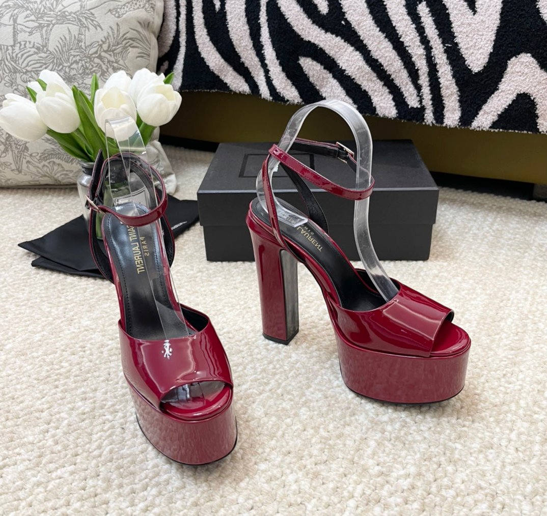 SL JODIE PLATFORM SANDALS RED POLISHED CALFSKIN - 35