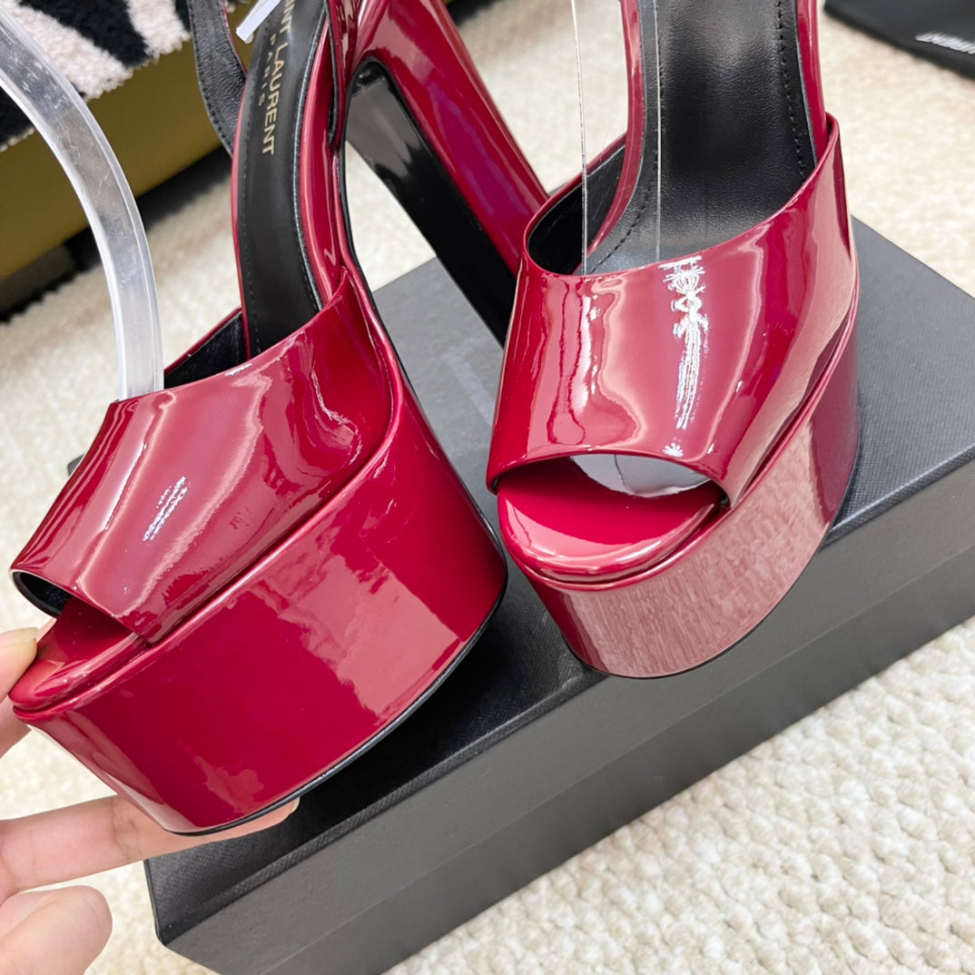 SL JODIE PLATFORM SANDALS RED POLISHED CALFSKIN - 35