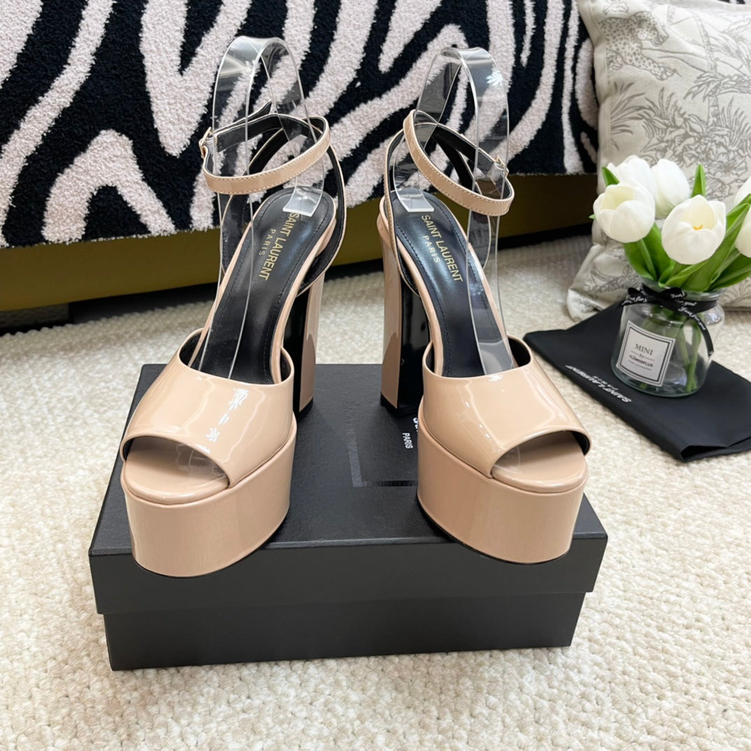SL JODIE PLATFORM SANDALS BISQUE POLISHED CALFSKIN - 35