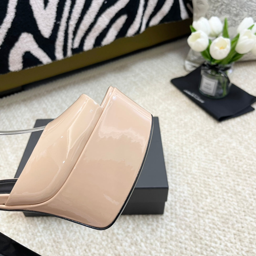 SL JODIE PLATFORM SANDALS BISQUE POLISHED CALFSKIN - 35
