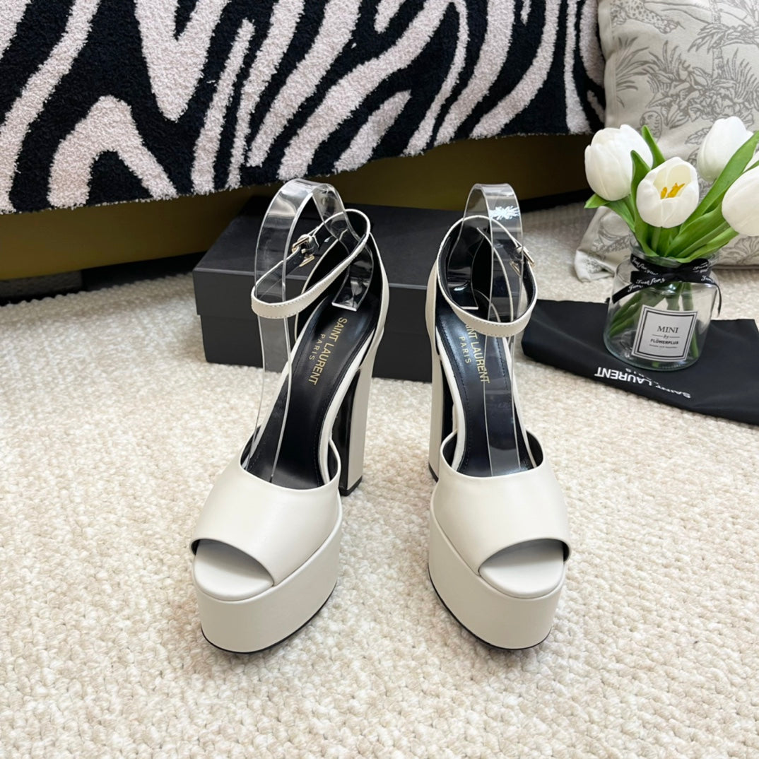 SL JODIE PLATFORM SANDALS WHITE CALFSKIN - 35