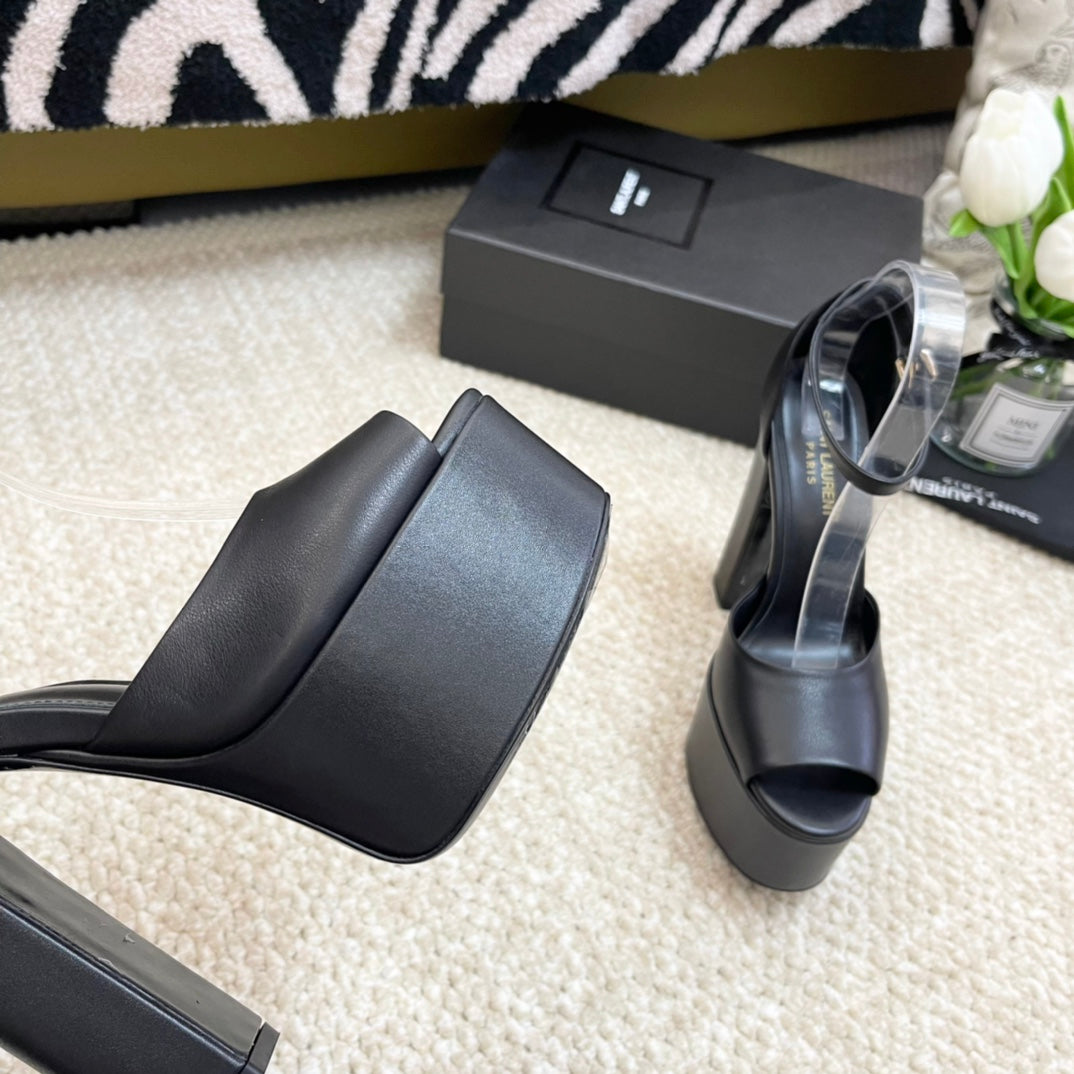 SL JODIE PLATFORM SANDALS BLACK CALFSKIN - 35