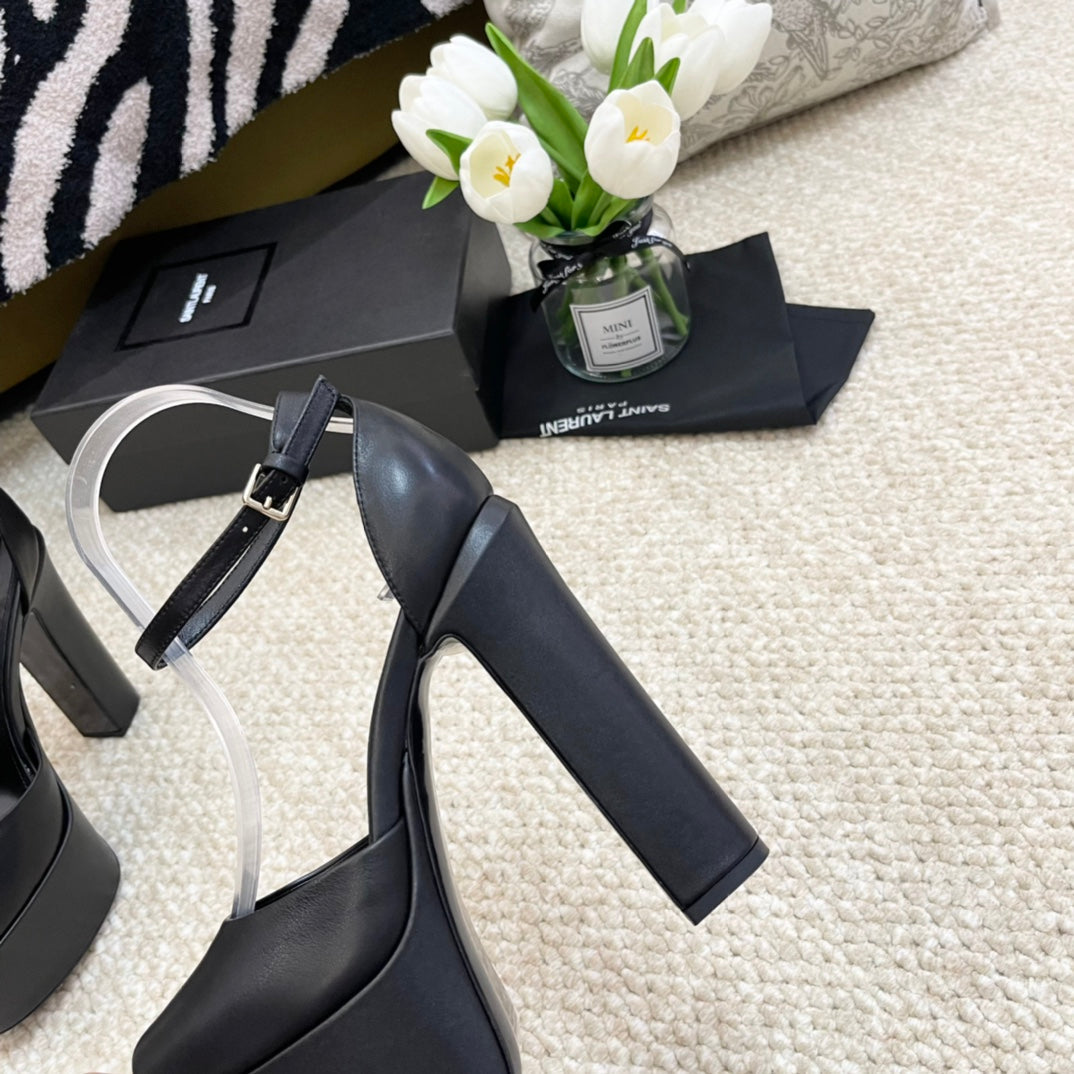 SL JODIE PLATFORM SANDALS BLACK CALFSKIN - 35