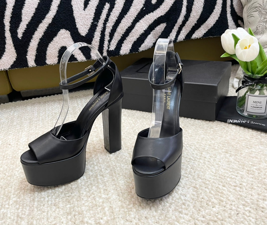 SL JODIE PLATFORM SANDALS BLACK CALFSKIN - 35