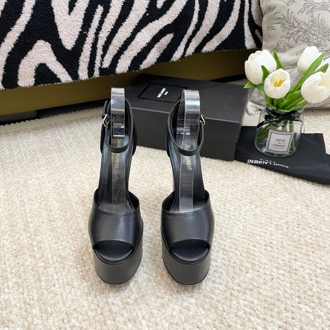 SL JODIE PLATFORM SANDALS BLACK CALFSKIN - 35