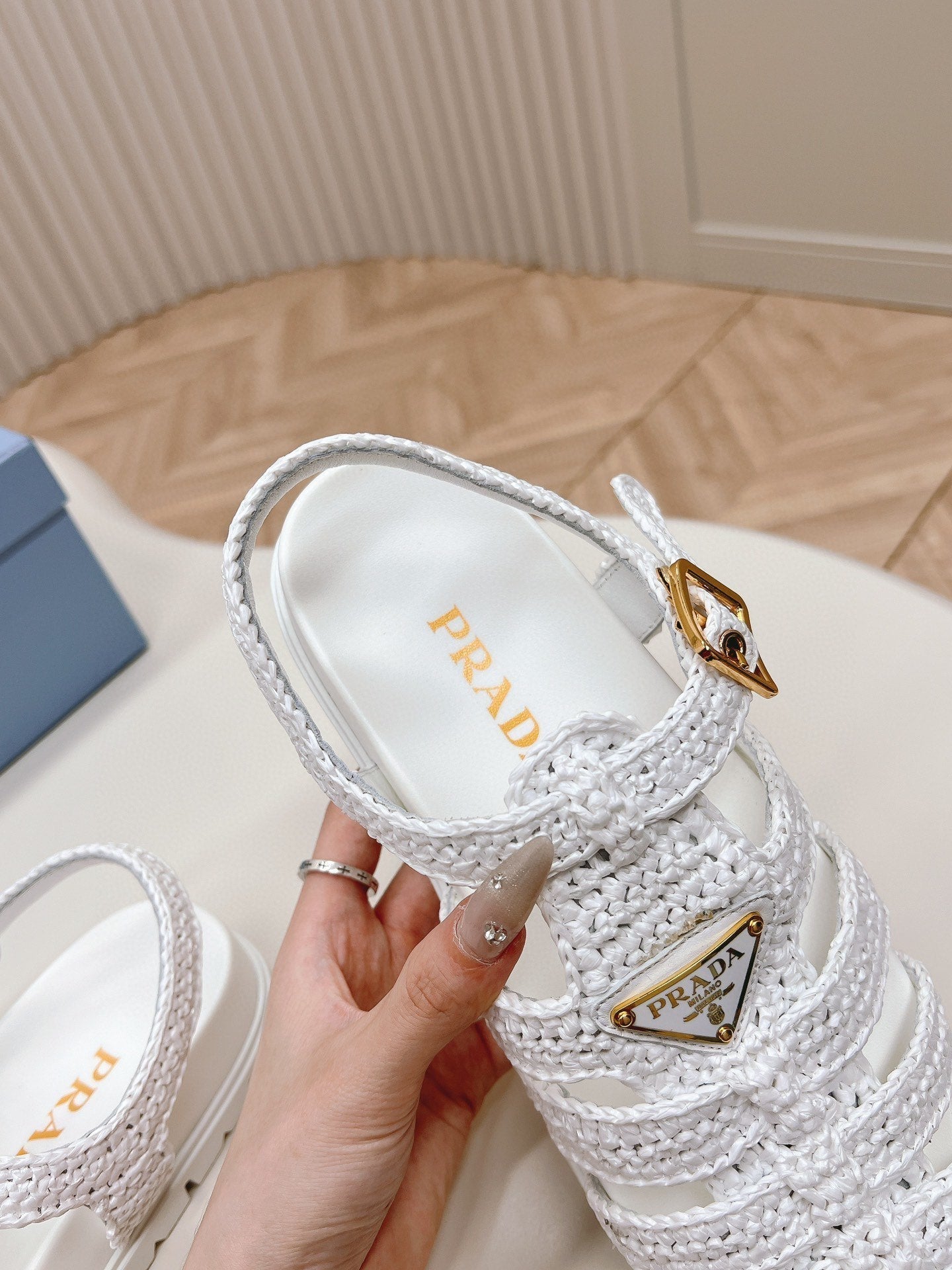 PRA RUBBER FISHERMAN SANDALS WHITE LAMBSKIN - 35