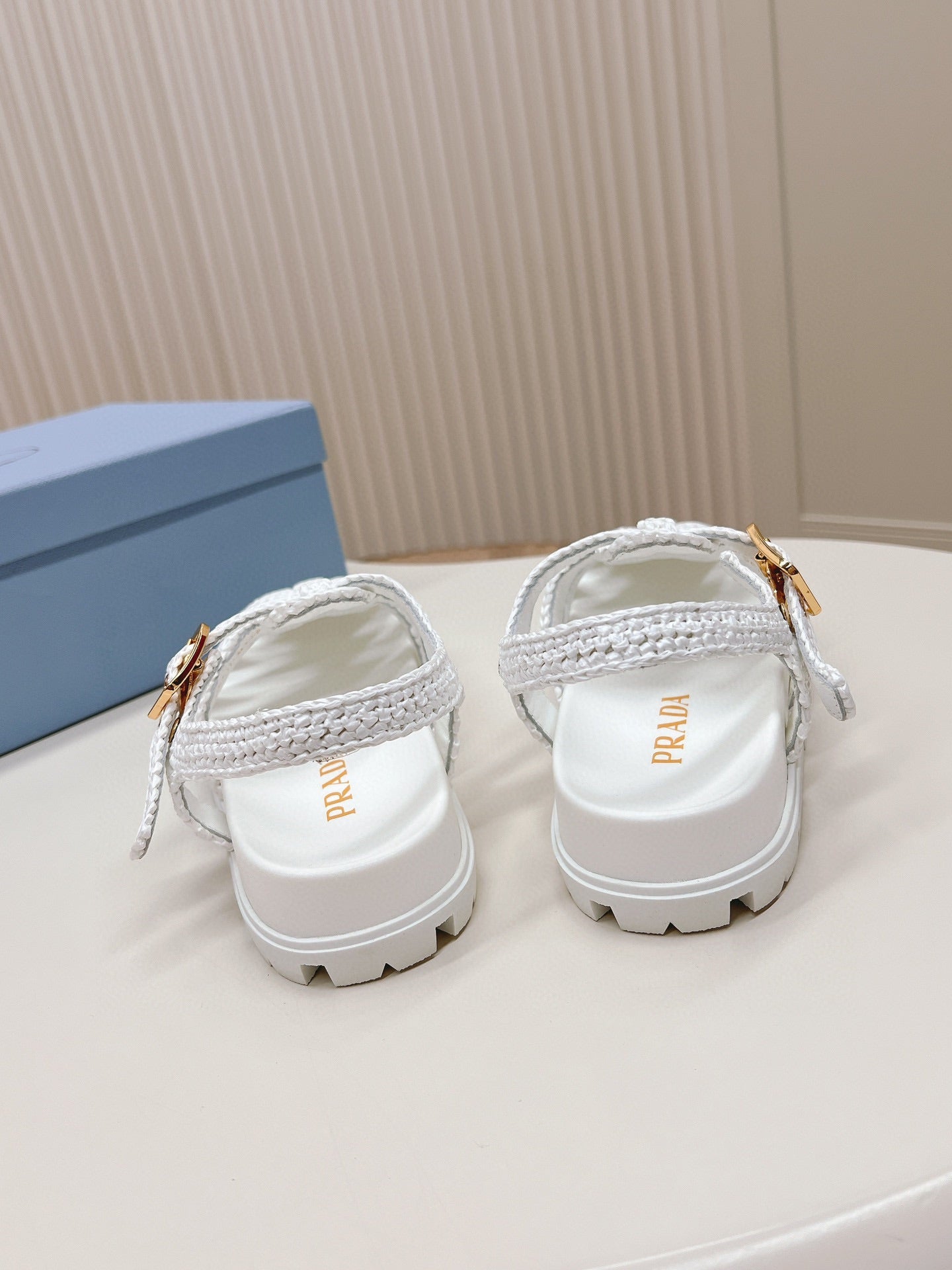 PRA RUBBER FISHERMAN SANDALS WHITE LAMBSKIN - 35