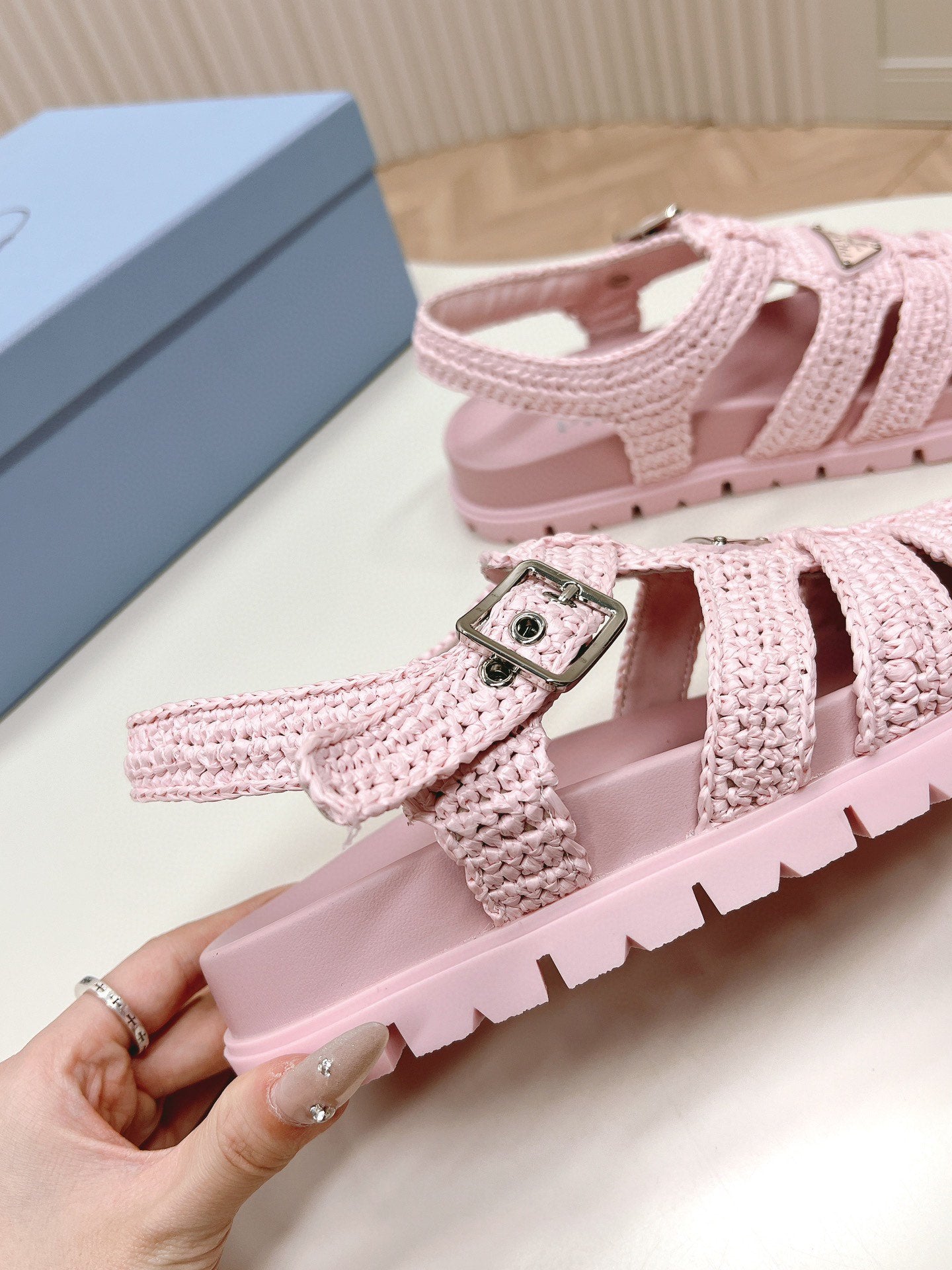 PRA RUBBER FISHERMAN SANDALS LIGHT PINK LAMBSKIN - 35
