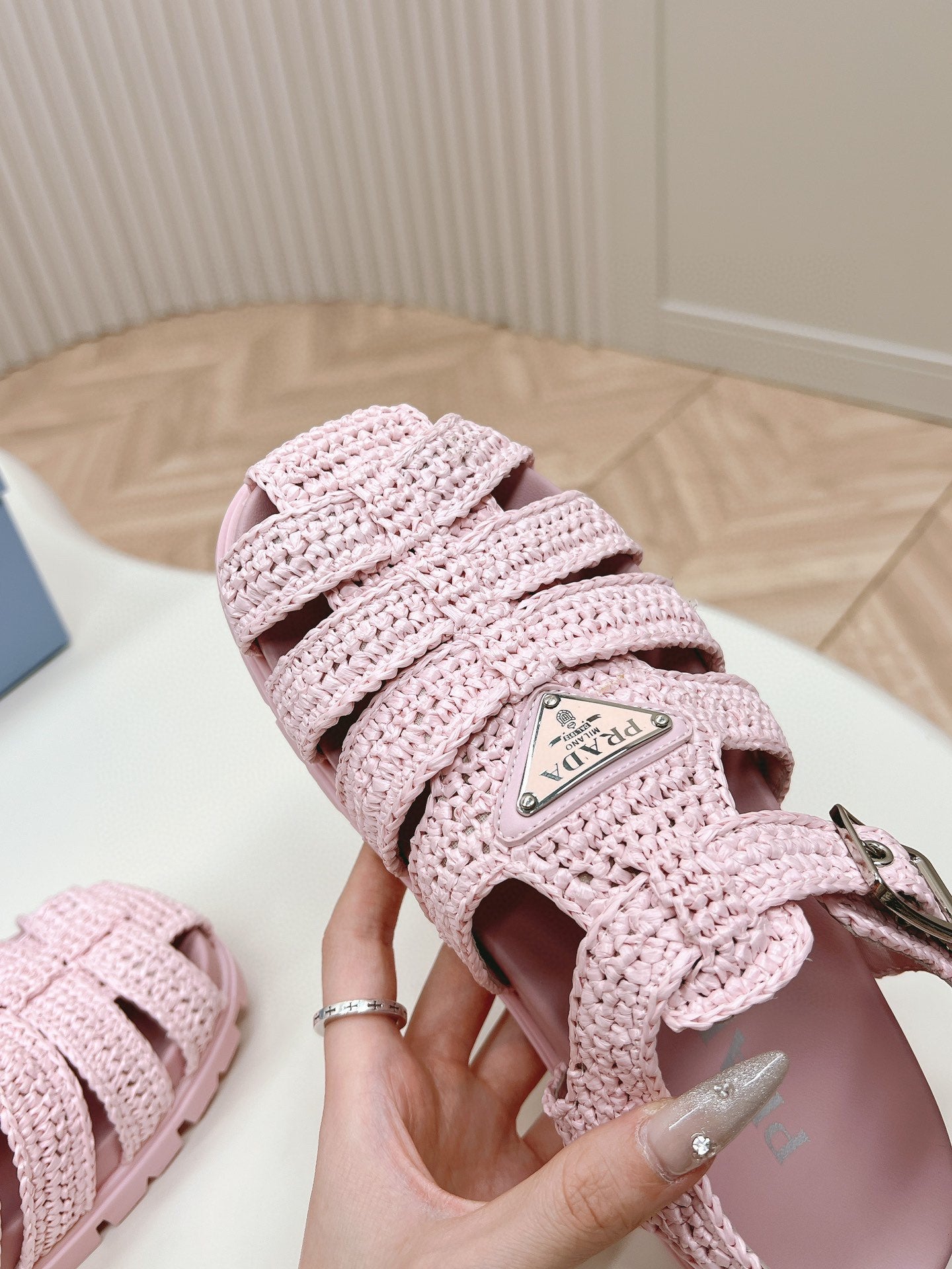PRA RUBBER FISHERMAN SANDALS LIGHT PINK LAMBSKIN - 35