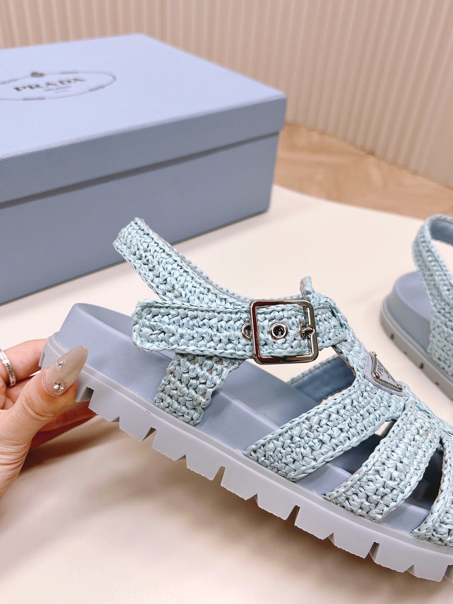 PRA RUBBER FISHERMAN SANDALS SKY LAMBSKIN - 35