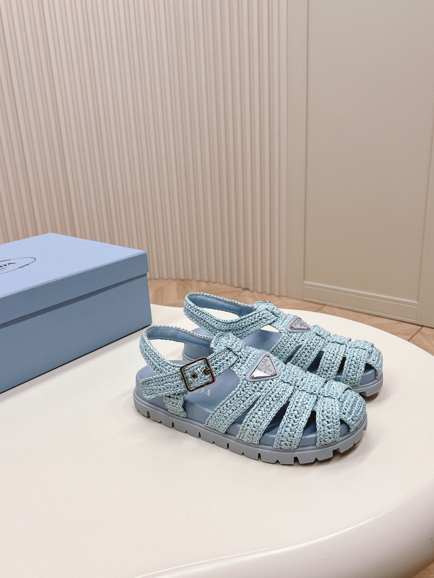 PRA RUBBER FISHERMAN SANDALS SKY LAMBSKIN - 35