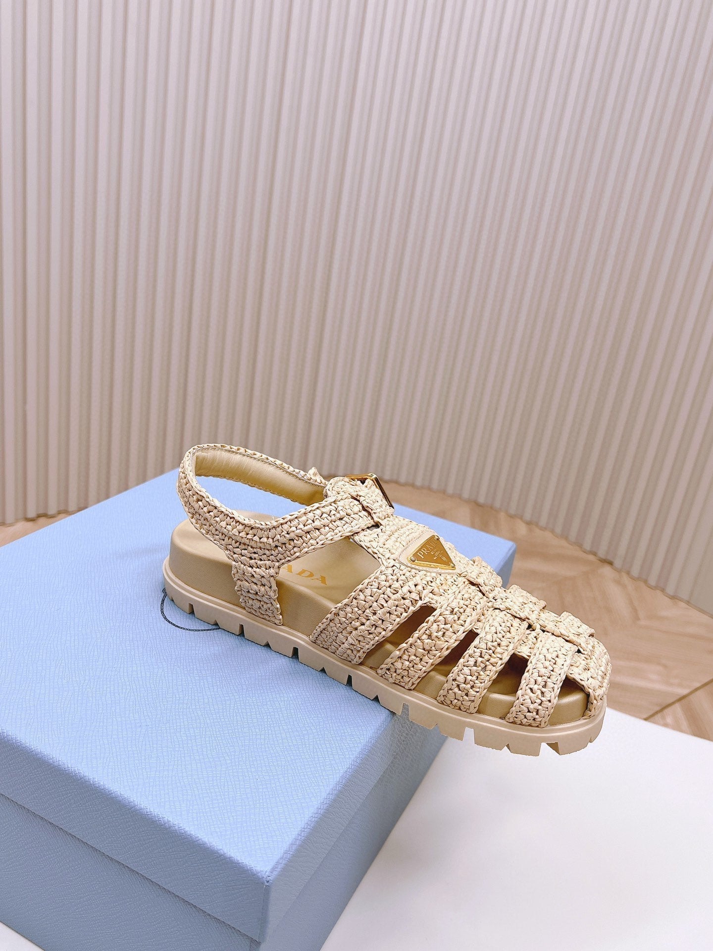 PRA RUBBER FISHERMAN SANDALS BEIGE LAMBSKIN - 35