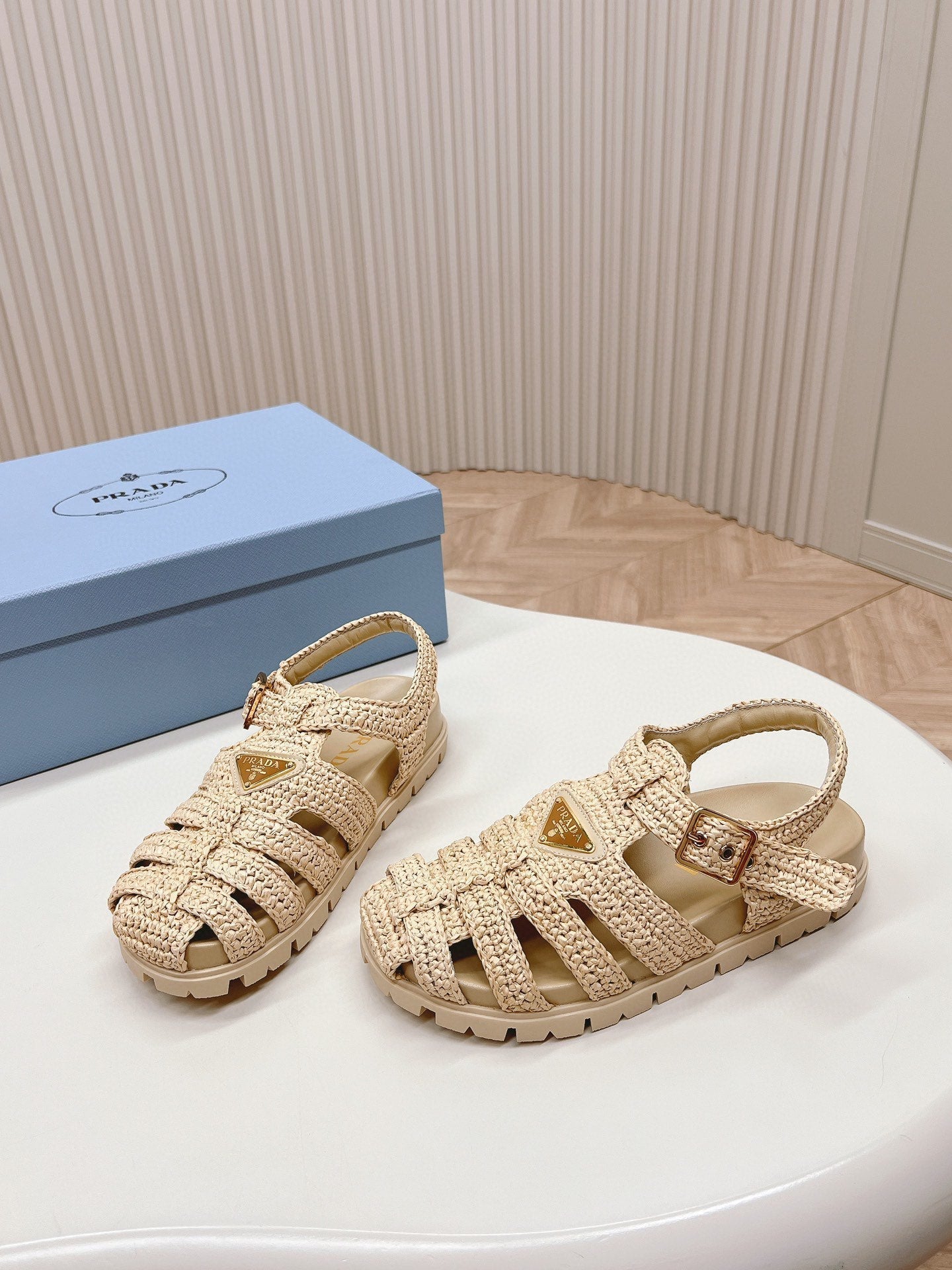 PRA RUBBER FISHERMAN SANDALS BEIGE LAMBSKIN - 35