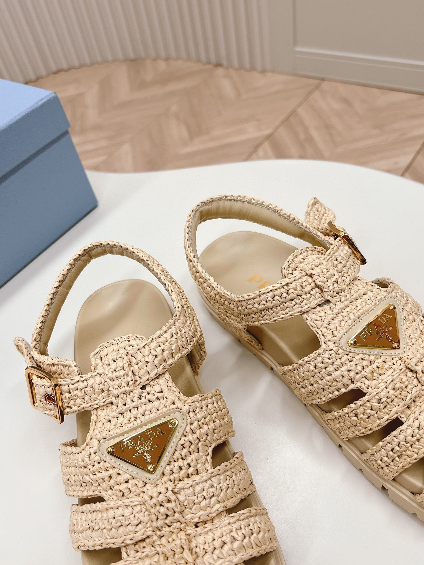 PRA RUBBER FISHERMAN SANDALS BEIGE LAMBSKIN - 35