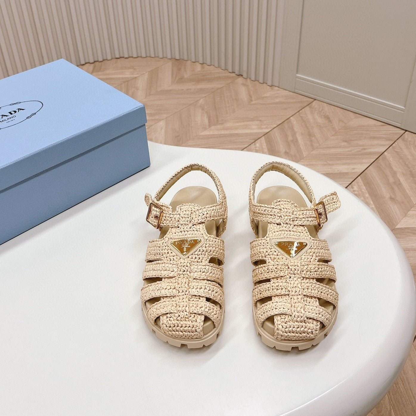 PRA RUBBER FISHERMAN SANDALS BEIGE LAMBSKIN - 35