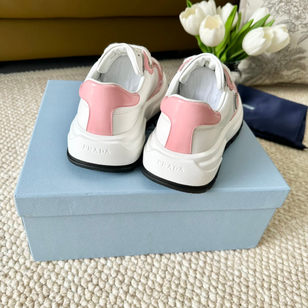 PRA THICK SOLE SNEAKER WHITE AND PINK CALFSKIN - 35