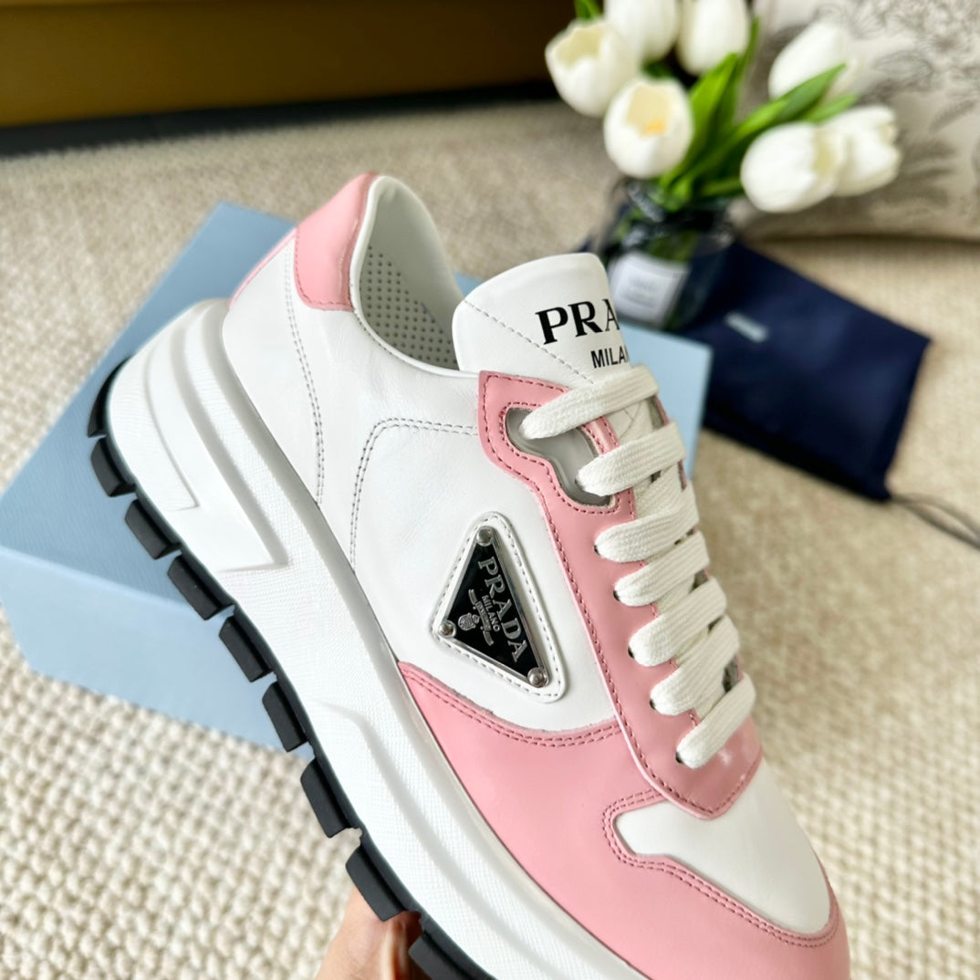 PRA THICK SOLE SNEAKER WHITE AND PINK CALFSKIN - 35