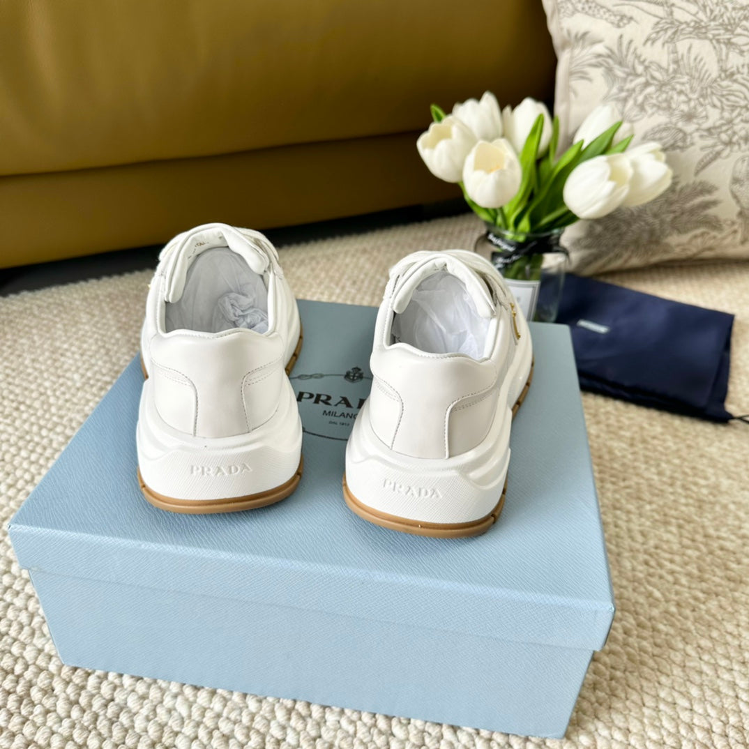 PRA THICK SOLE SNEAKER WHITE CALFSKIN - 35