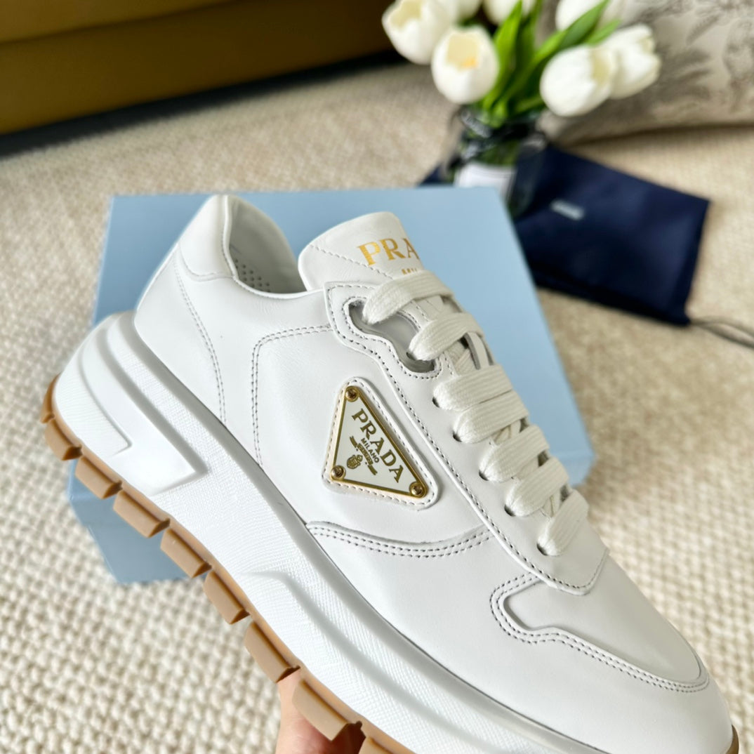 PRA THICK SOLE SNEAKER WHITE CALFSKIN - 35