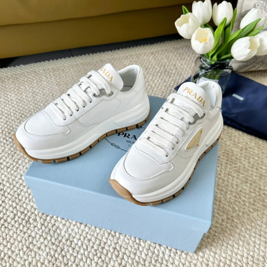 PRA THICK SOLE SNEAKER WHITE CALFSKIN - 35