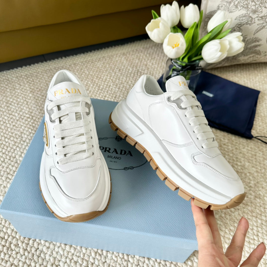 PRA THICK SOLE SNEAKER WHITE CALFSKIN - 35