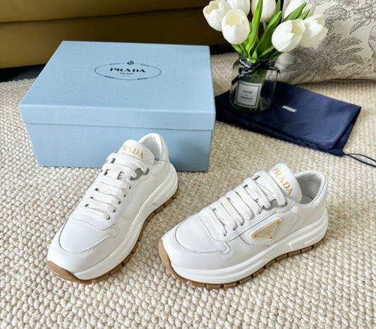 PRA THICK SOLE SNEAKER WHITE CALFSKIN - 35