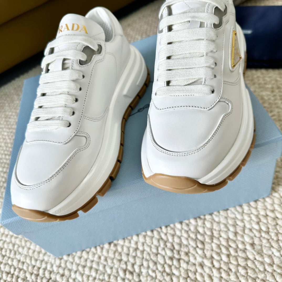 PRA THICK SOLE SNEAKER WHITE CALFSKIN - 35
