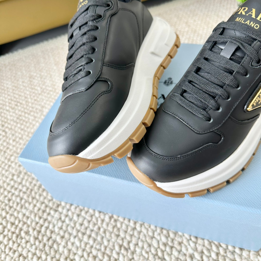 PRA THICK SOLE SNEAKER BLACK CALFSKIN - 35