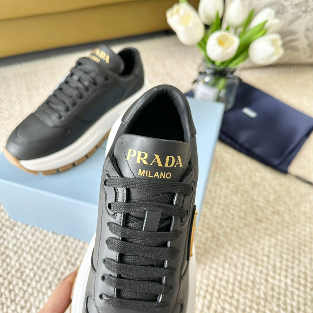 PRA THICK SOLE SNEAKER BLACK CALFSKIN - 35