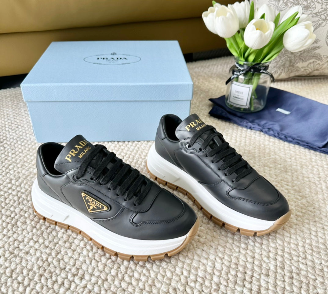 PRA THICK SOLE SNEAKER BLACK CALFSKIN - 35