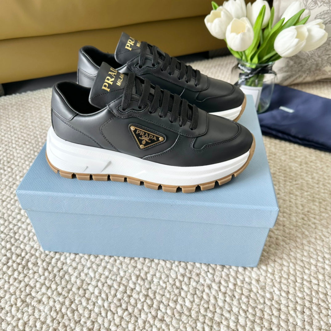 PRA THICK SOLE SNEAKER BLACK CALFSKIN - 35