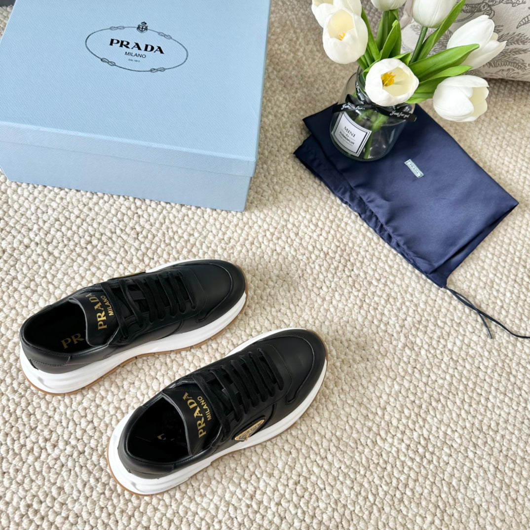 PRA THICK SOLE SNEAKER BLACK CALFSKIN - 35