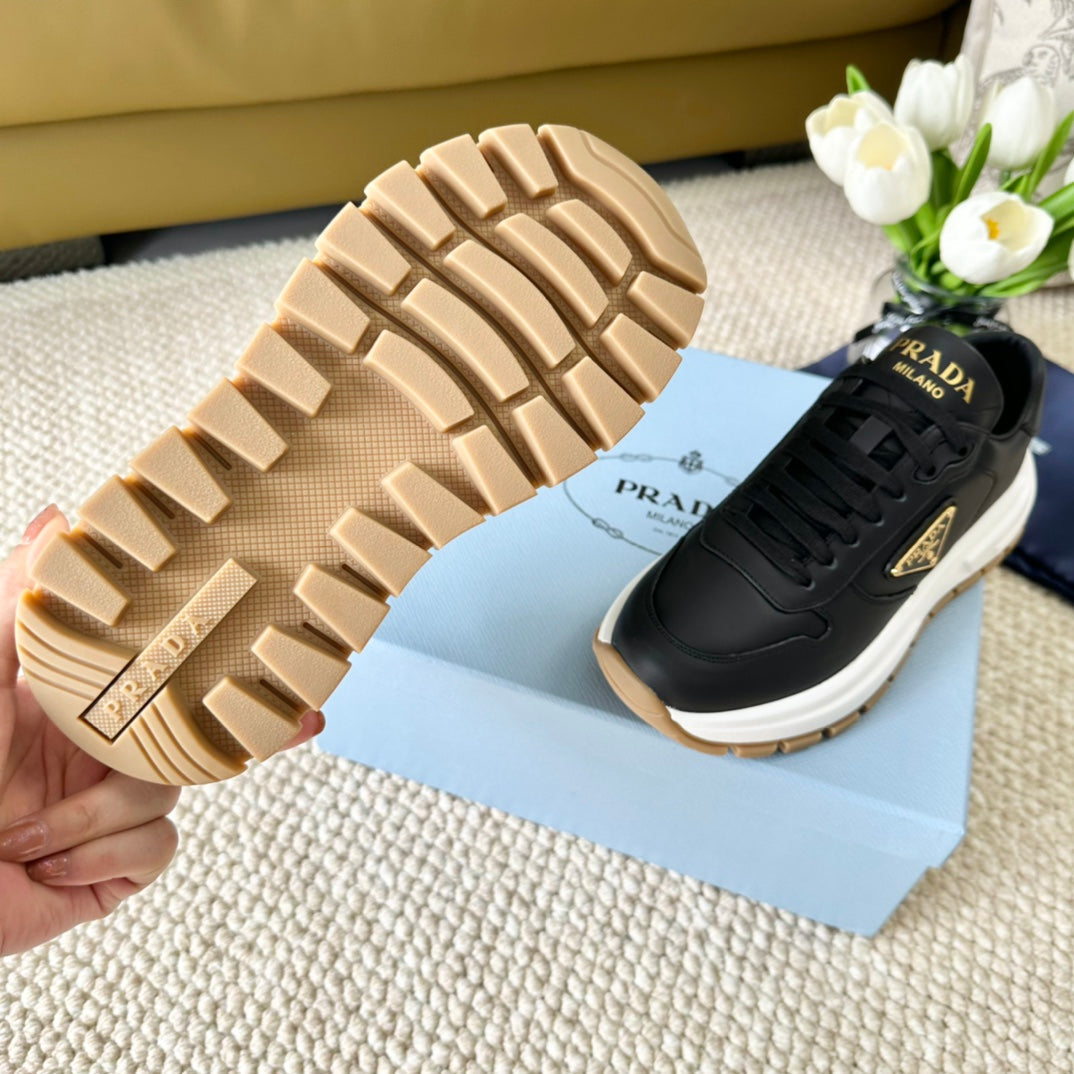 PRA THICK SOLE SNEAKER BLACK CALFSKIN - 35