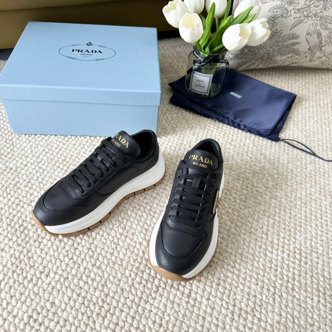 PRA THICK SOLE SNEAKER BLACK CALFSKIN - 35