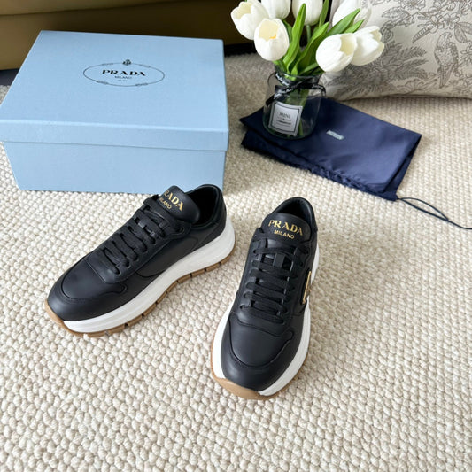 PRA THICK SOLE SNEAKER BLACK CALFSKIN - 35