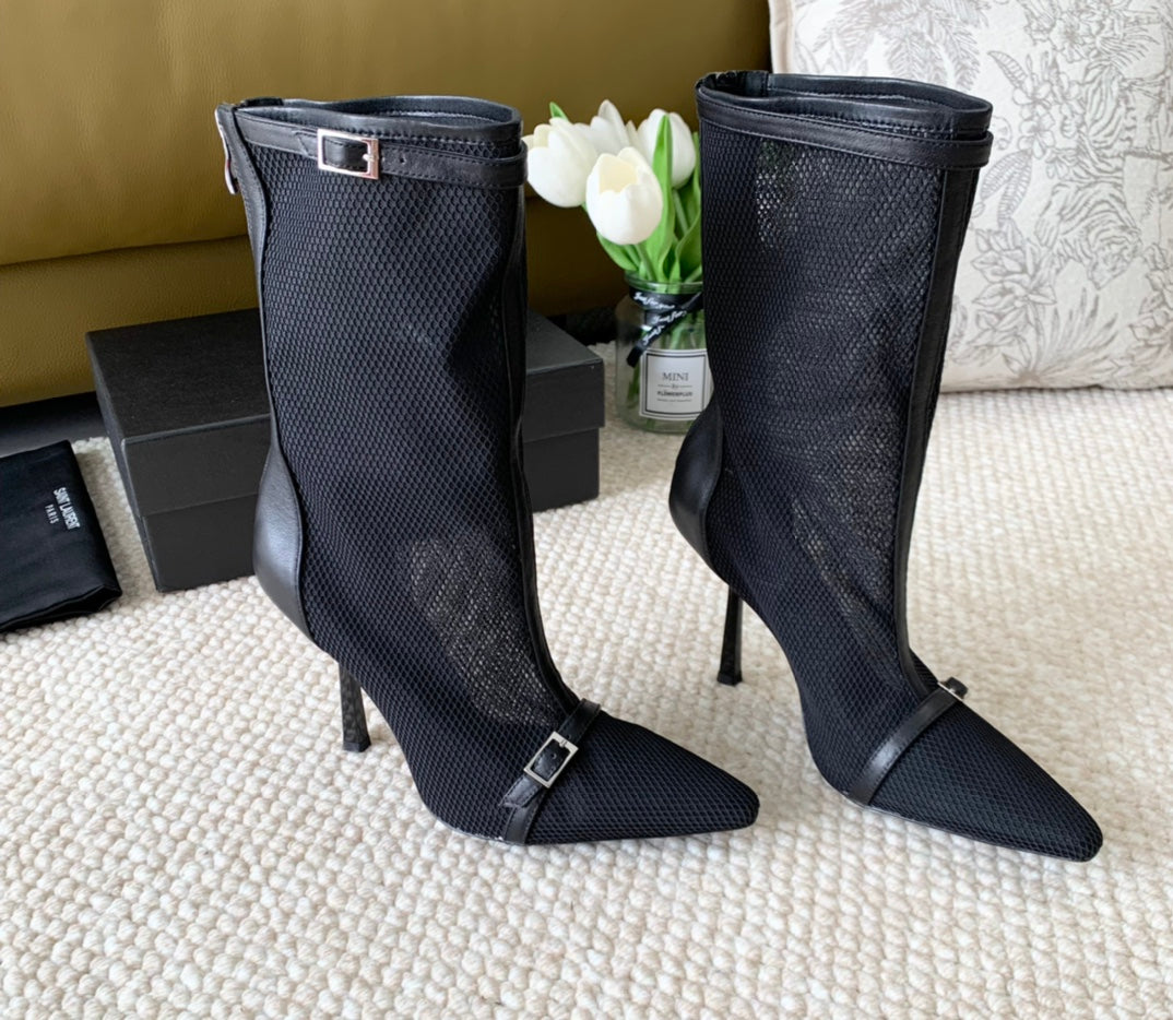 SL OXALIS BOOTIES IN BLACK MESH - 35